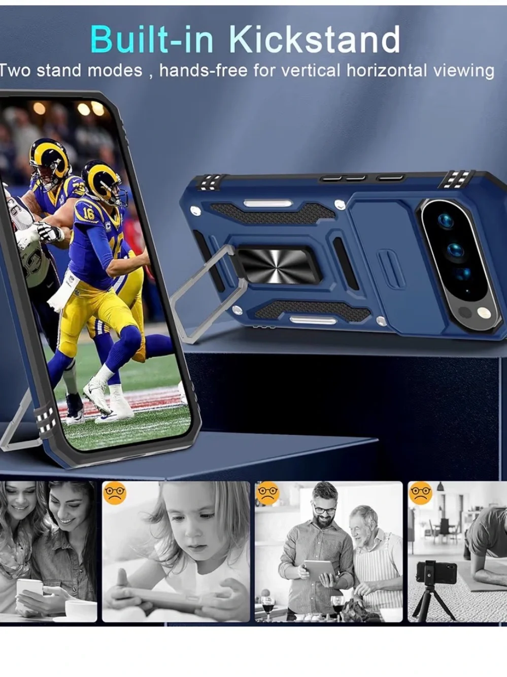 Navy Blue case for Google pixel 10 Pro XL with slide camera cover+screen prote